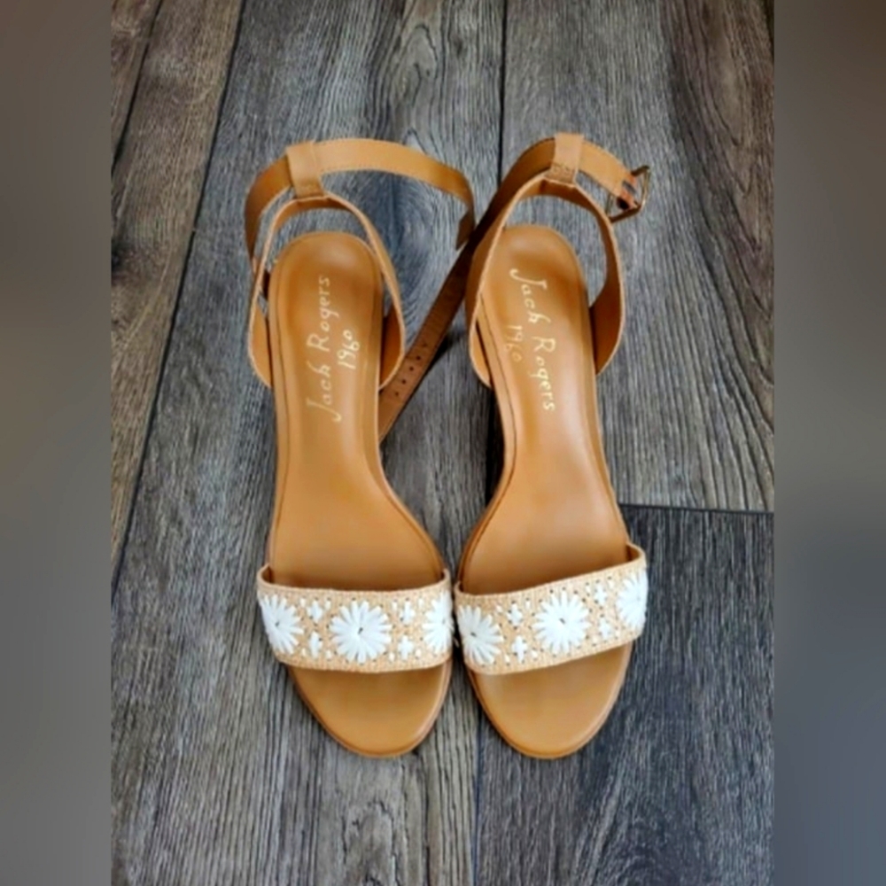 Jack Rogers Bettina Rattan Heels Sandals